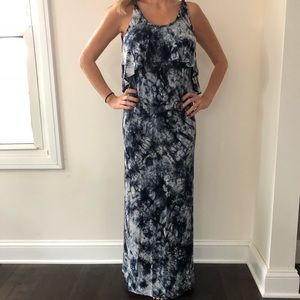 Navy blue tie dye maxi dress